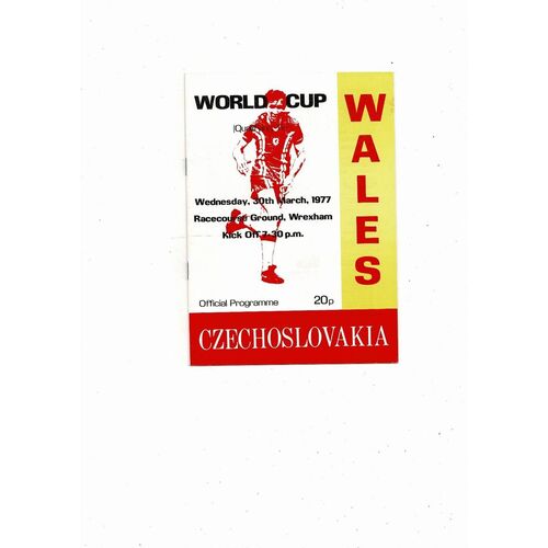 1977 Wales v Czechoslovakia World Cup Football Programme @ Cardiff City