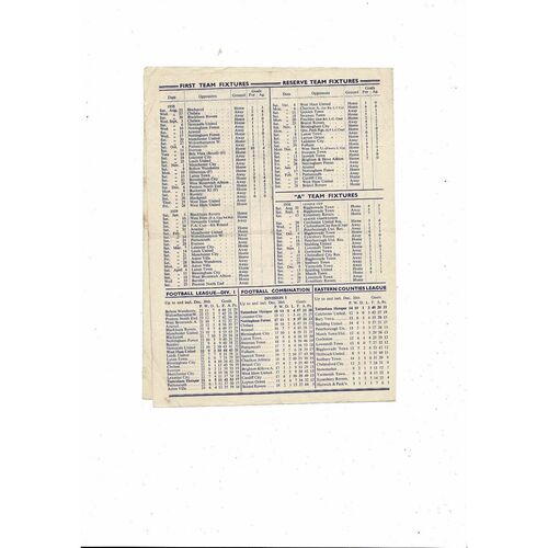 1958/59 Tottenham Hotspur v West Ham United Football Programme