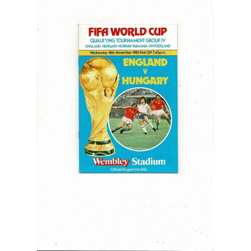 1981 England v Hungary Football Programme