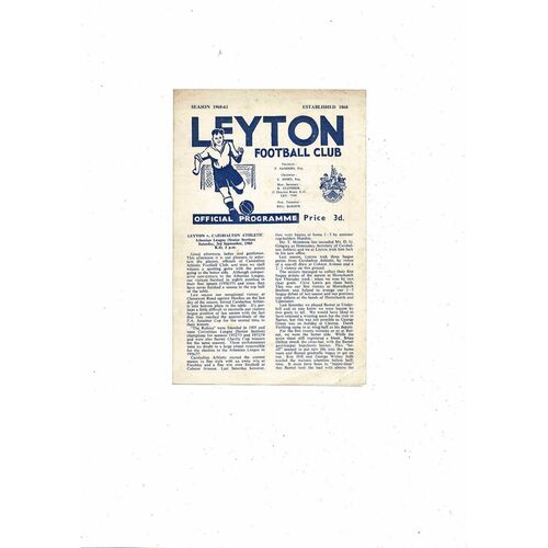Leyton Home Football Programmes