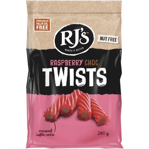 RJ's Natural Soft Eating Raspberry Choc Twist 280g