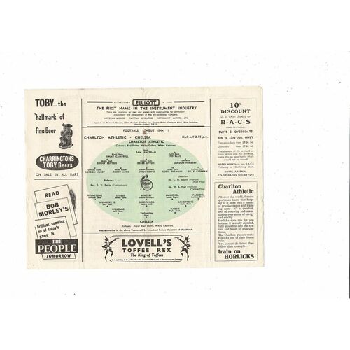 1953/54 Charlton Athletic v Chelsea Football Programme