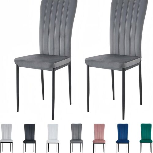 mcc direct Dining Chairs, Velvet High Back Kitchen Chairs with Upholstered Soft Seat and Metal Legs for Home, Office, Dining and Reception - Elle