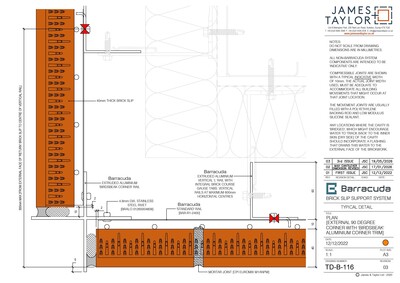 System Drawings | jamesandtaylor limited | Terracotta Tile Facade | Facing Brick System | Facade Metal
