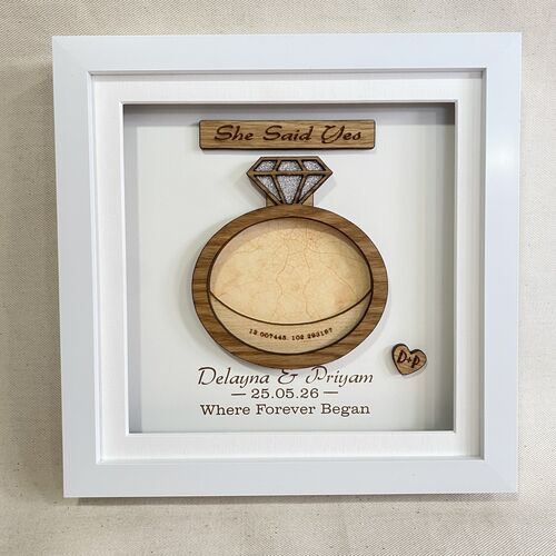 She Said Yes – Personalised Light Up Coordinates Frame