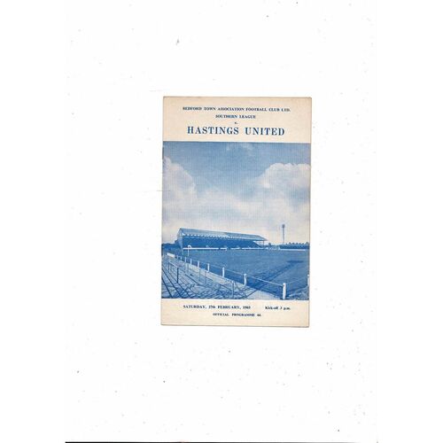 1964/65 Bedford Town v Hastings United Southern League Football Programme