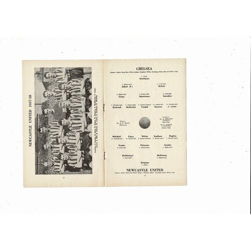 1957/58 Chelsea v Newcastle United Football Programme
