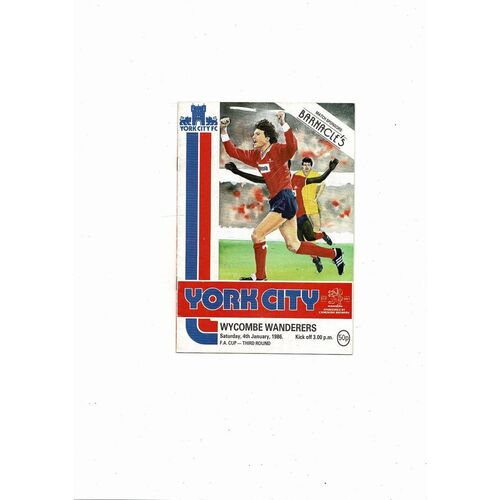 York City v Wycombe Wanderers FA Cup Football Programme 1985/86