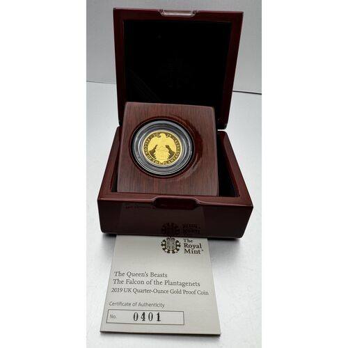 2019 QE11 Queens beasts proof quarter ounce gold coin