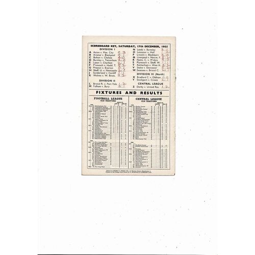 1955/56 Manchester United v Birmingham City Football Programme