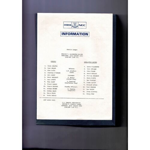 1994/95 Everton v Manchester United Reserves Football Programme