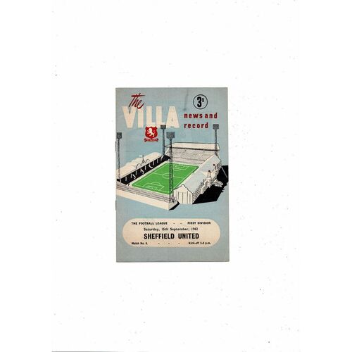 1962/63 Aston Villa v Sheffield United Football Programme