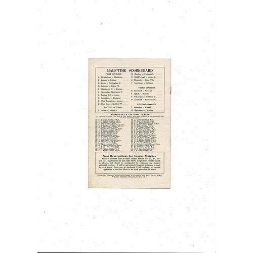 1959/60 Chelsea v Wolves Football Programme