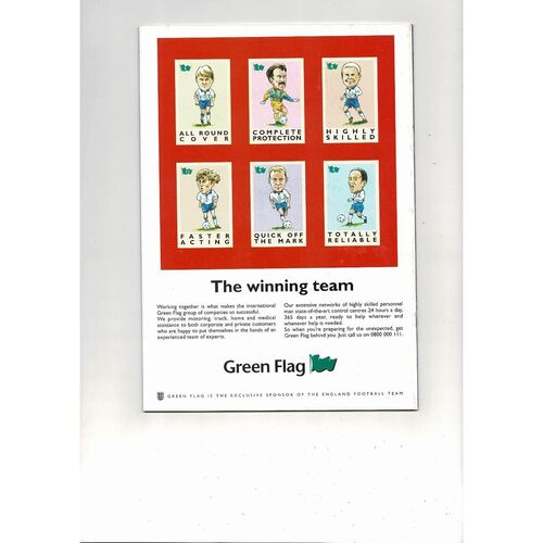 1998 England v Portugal Football Programme