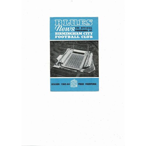 1963/64 Birmingham City v Stoke City Football Programme