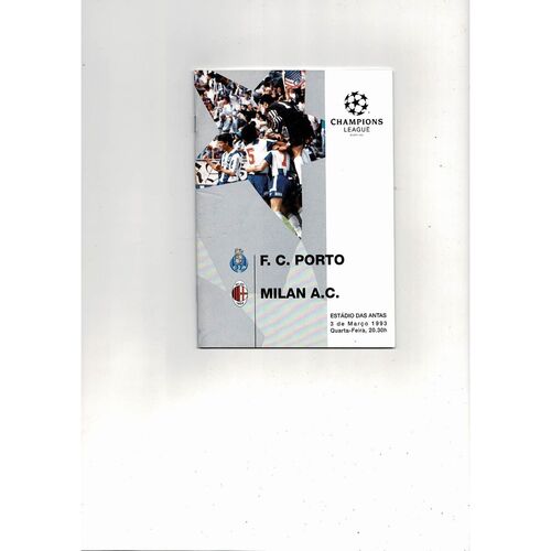Porto v AC Milan UEFA Champions League Football Programme 1992/93