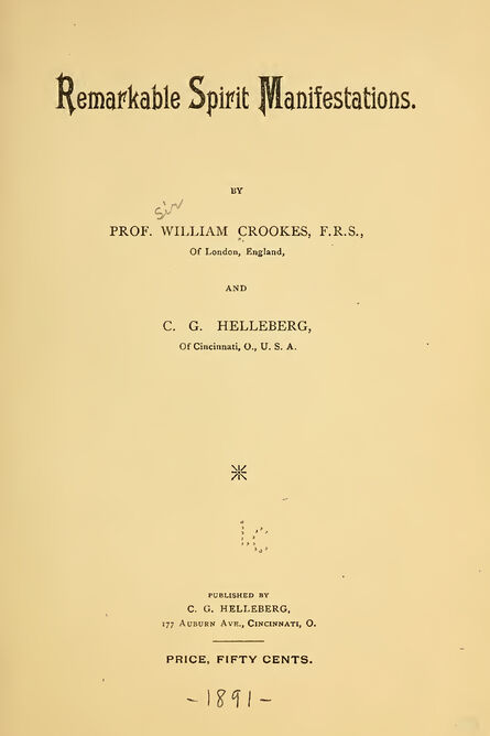 1891 | Remarkable Spirit Manifestations