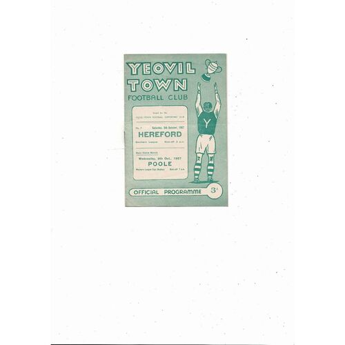 1957/58 Yeovil Town v Hereford Southern League Football Programme