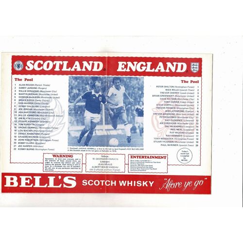 1978 Scotland v England Football Programme
