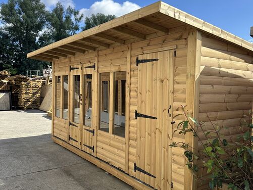 #SHP004 16x10 Pent Combi Loglap Summer House