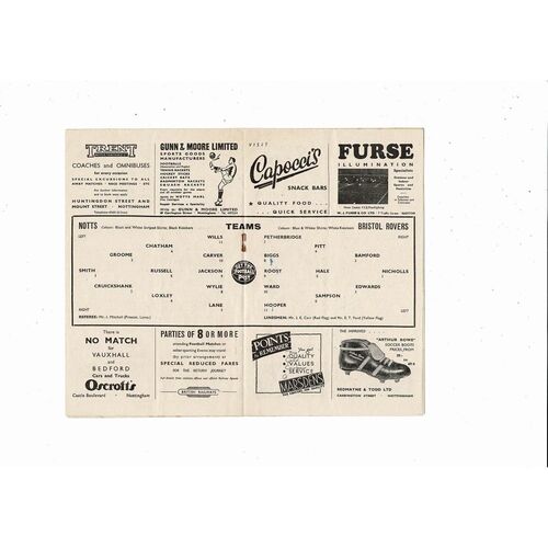 1956/57 Notts County v Bristol Rovers Football programmes