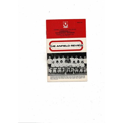 1972/73 Liverpool v Tottenham Hotspur League Cup Football Programme