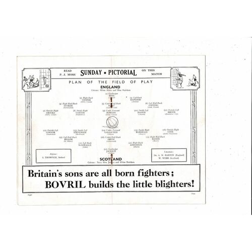 1934 England v Scotland Home International Original Football Programme