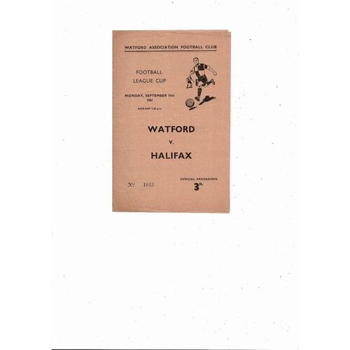 1961/62 Watford v Halifax Town League Cup Football Programme