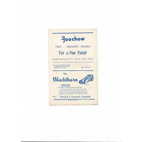 Drumcondra v Nurnberg European Cup Football Programme 1961/62