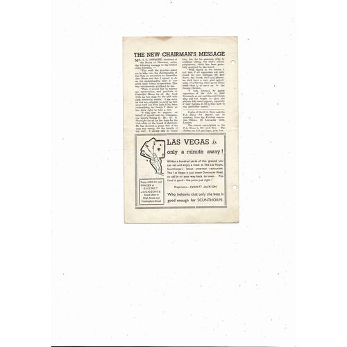 1956/57 Scunthorpe United v Darlington Football Programme
