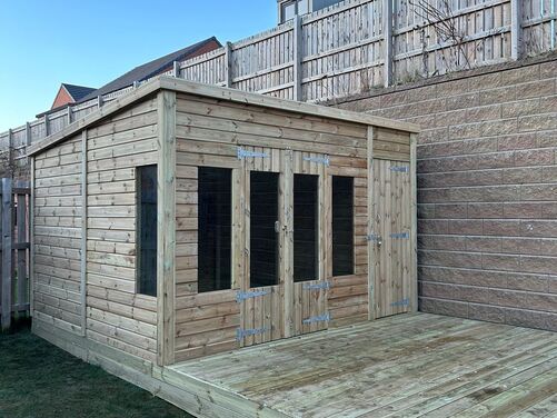12x10 Pent Summer House Combi