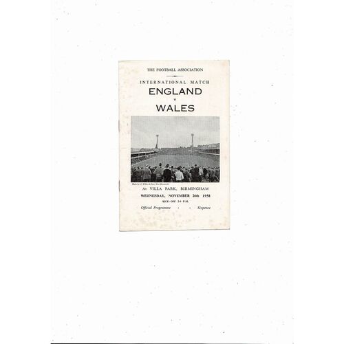 1958 England v Wales Football Programme @ Aston Villa