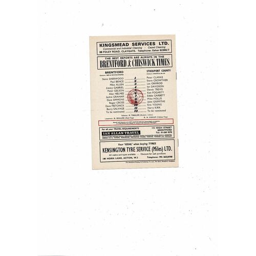 1973/74 Brentford v Stockport County Football Programme