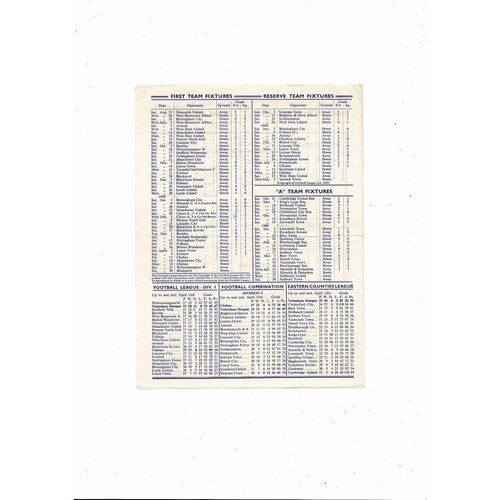 1959/60 Tottenham Hotspur v Chelsea Football Programme