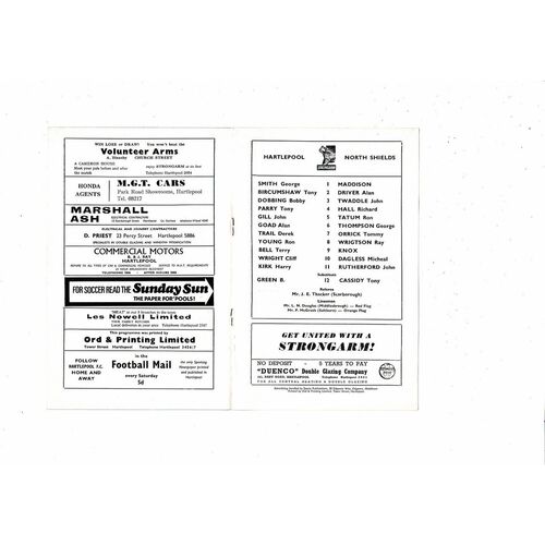 Hartlepool United v North Shields FA Cup Football Programme 1969/70