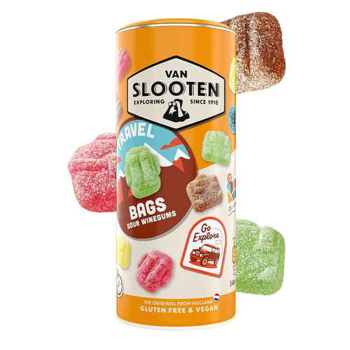 Van Slooten Travel Bag Sour Coated Fruit Wine Gums - 340g Tube