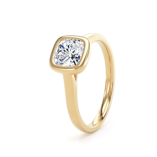 Cushion cut rubover diamond solitaire