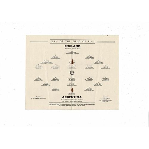 1951 England v Argentina Football Programme