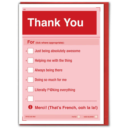 Sale Funny Thank You (Form) Card