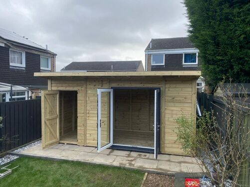 #PVC064 16x8 Pent Summer House Combi