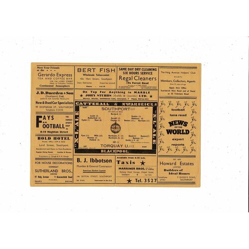 1959/60 Southport v Torquay United Football Programme