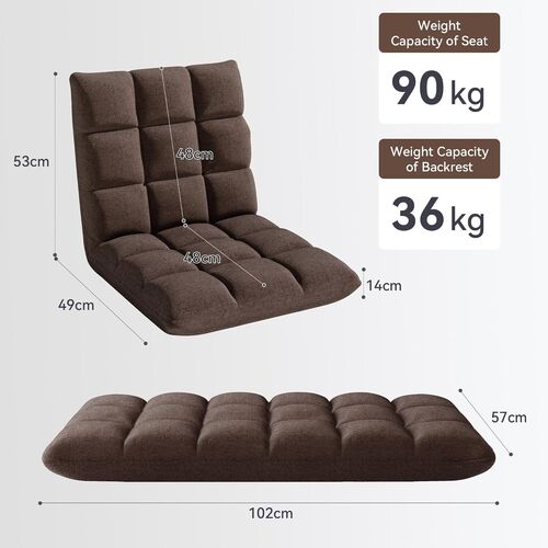 mcc direct Adjustable Floor Chair, Multi-Position Folding Sofa Chair with Back Support, Comfortable Floor Seating for Reading, Gaming, Meditation & Relaxing, Living Room or Bedroom