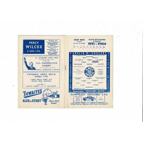 1959/60 Blackburn Rovers v Birmingham City Football Programme