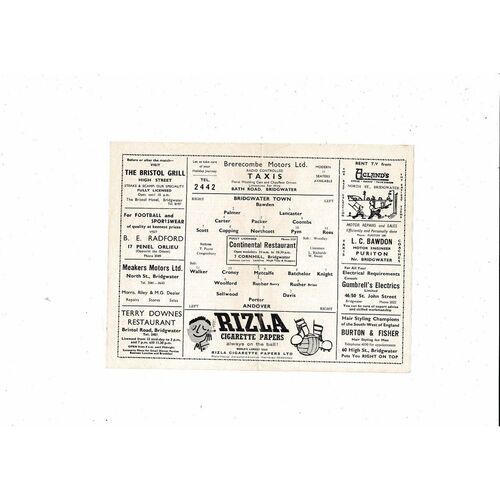 1967/68 Bridgewater Town v Andover Football Programme