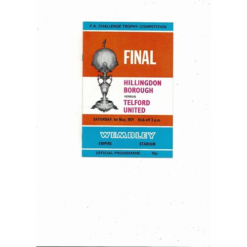 1971 Hillingdon Borough v Telford United FA Trophy Final Football Programme