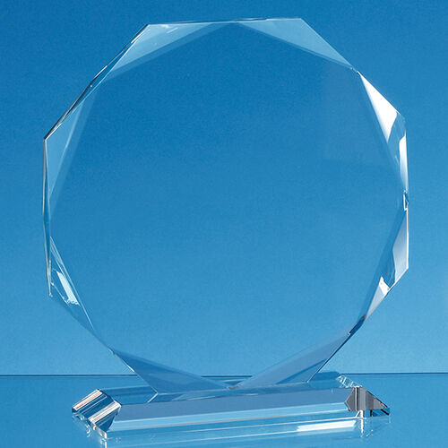 Clear Glass Facetted Octagon Award - 14.5cm x 14.5cm x 15mm