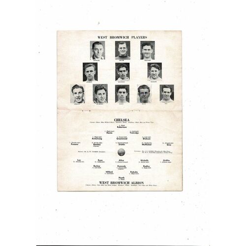 1952/53 Chelsea v West Bromwich Albion Football Programme