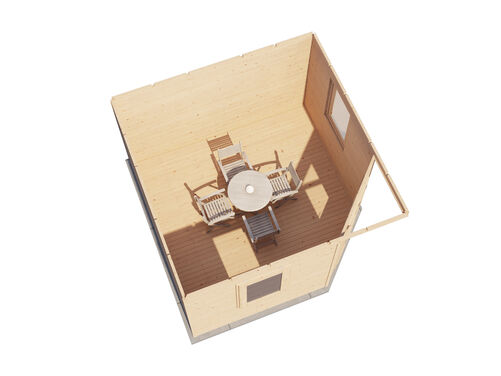 3.6mtr x 3.6mtr 44mm walled Pyramid Roof Cabin