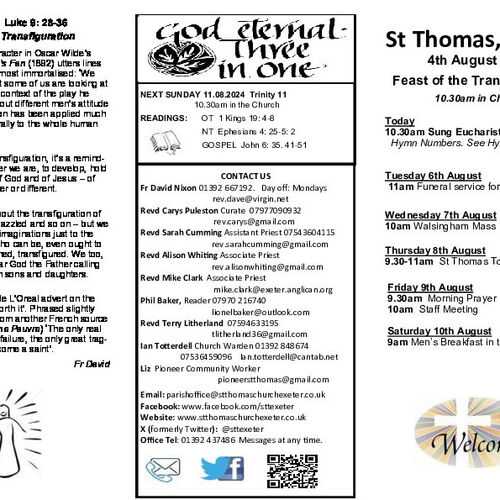 Pew Sheet | The Parish of St Thomas, Exeter