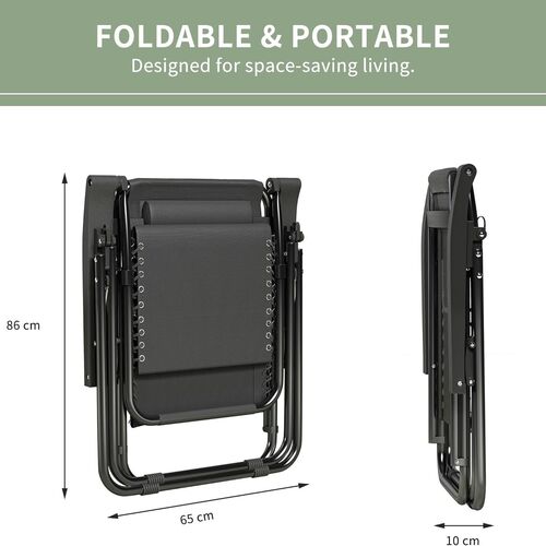 mcc direct Zero Gravity Reclining Chair Set of 1 – Folding Outdoor & Garden Chairs with Textilene Fabric, Cup Holder and Headrest Pillow – TEXTILENE